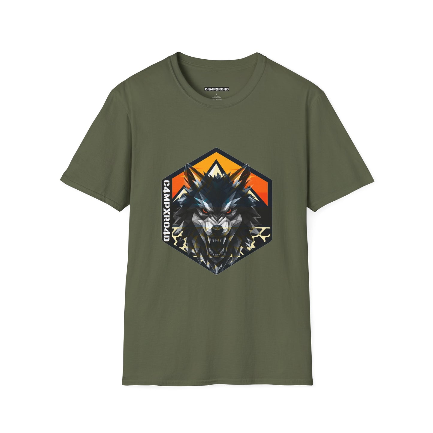 C4MPXRO4D Wolf Shield Camper Badge Soft Tee | Graphic T-Shirt