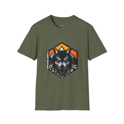 C4MPXRO4D Wolf Shield Camper Badge Soft Tee | Graphic T-Shirt