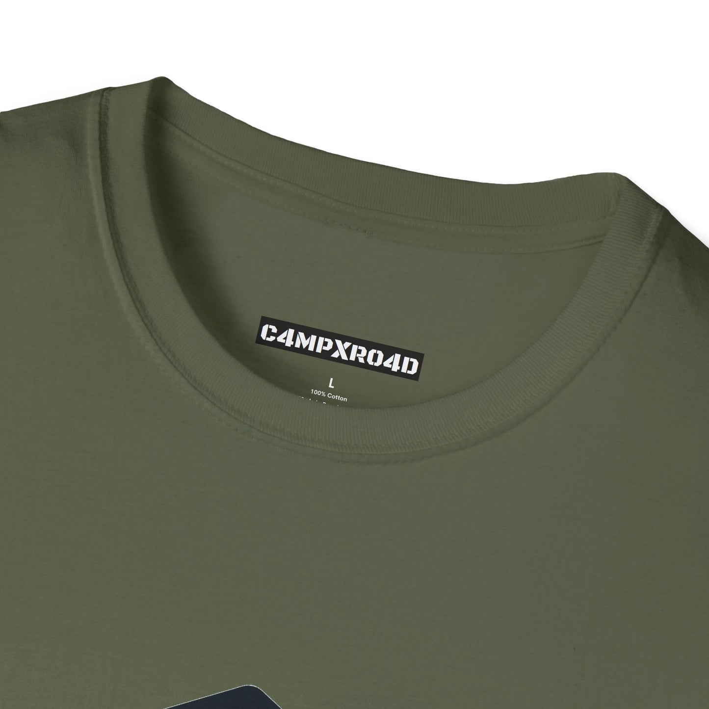 C4MPXRO4D Wolf Shield Camper Badge Soft Tee | Graphic T-Shirt