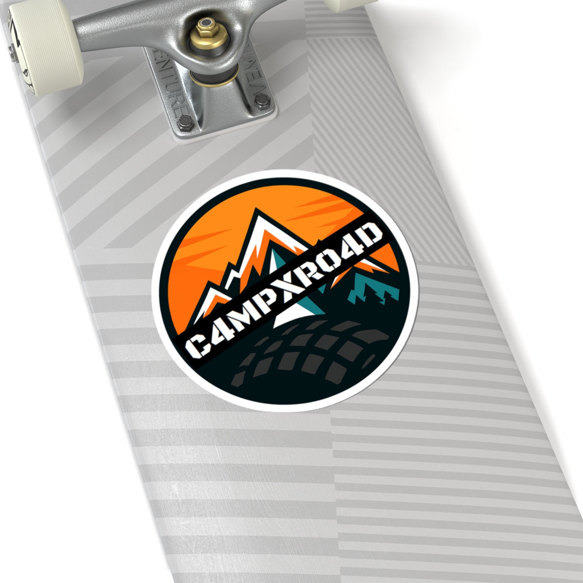 C4MPXRO4D Rounded Shield Camper Badge Sticker | Die-Cut Vinyl Laptop Decal