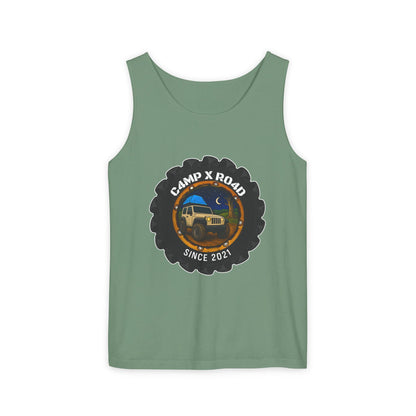 C4MPXRO4D Camper Badge Tank Top | Graphic camping text tee