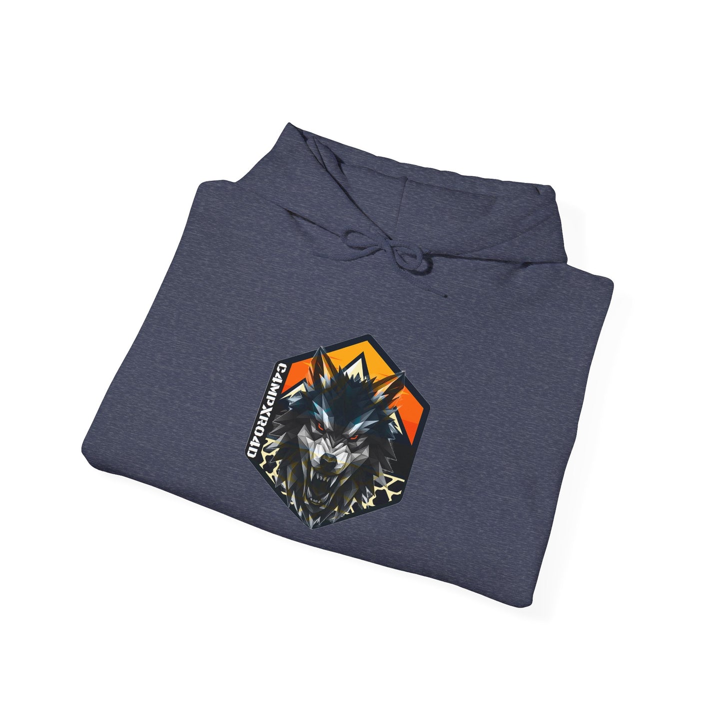C4MPXRO4D Wolf Shield Camper Badge Hoodie | Black streetwear graphic sweatshirt