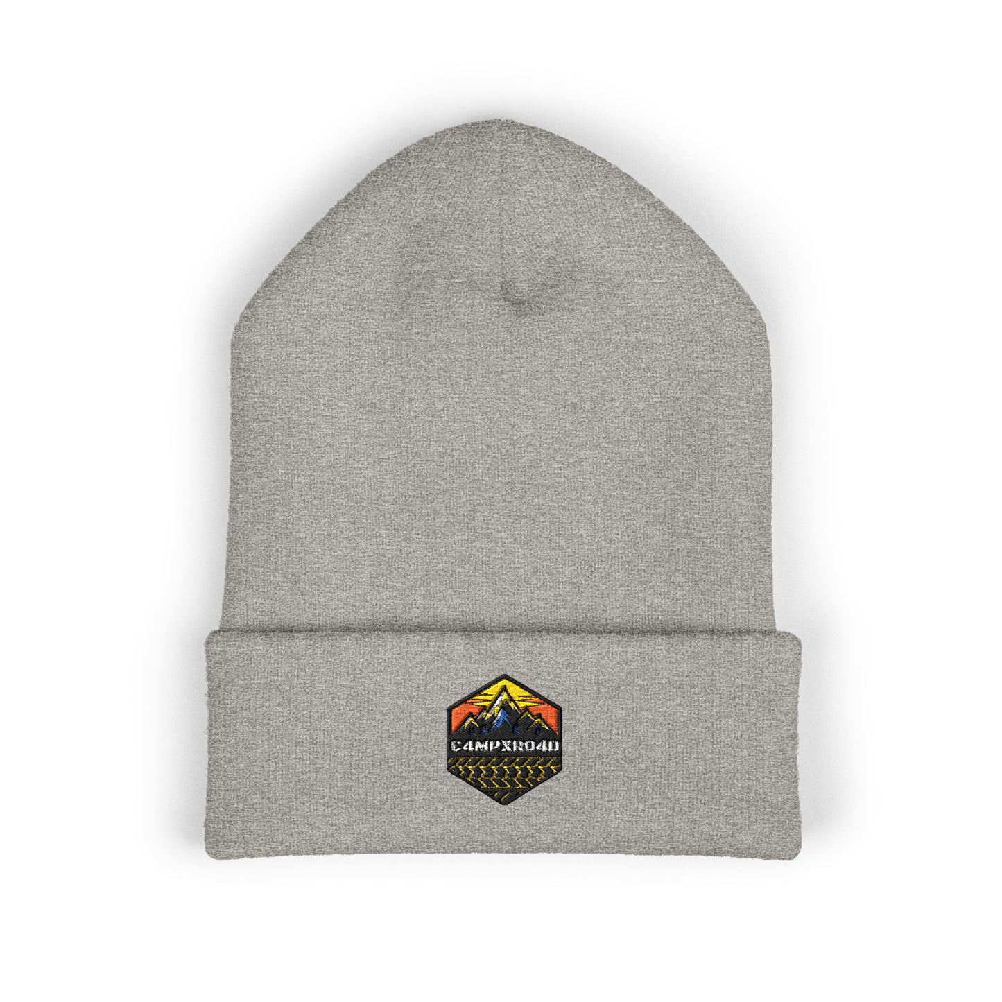 C4MPXRO4D Hexa Shield Camper Badge Embroidered Beanie | Cuffed Knit Hat