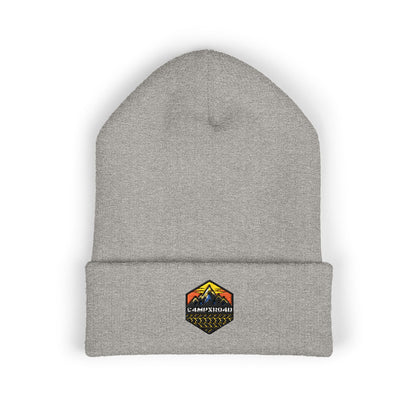 C4MPXRO4D Hexa Shield Camper Badge Embroidered Beanie | Cuffed Knit Hat