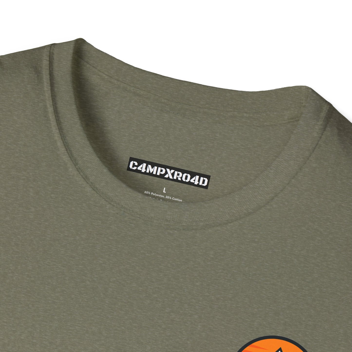 C4MPXRO4D Tiny Rounded Shield Camper Badge Soft Tee | Graphic T-Shirt