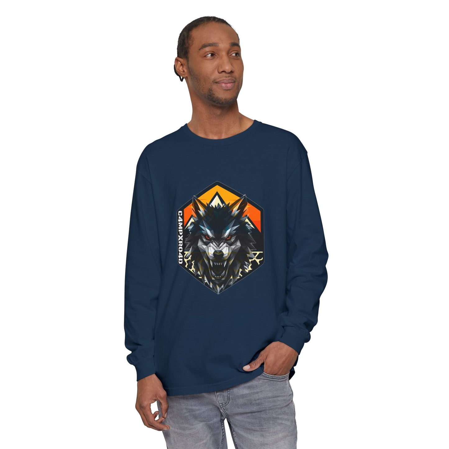 C4MPXRO4D Wolf Shield Camper Badge T-Shirt | Long Sleeve