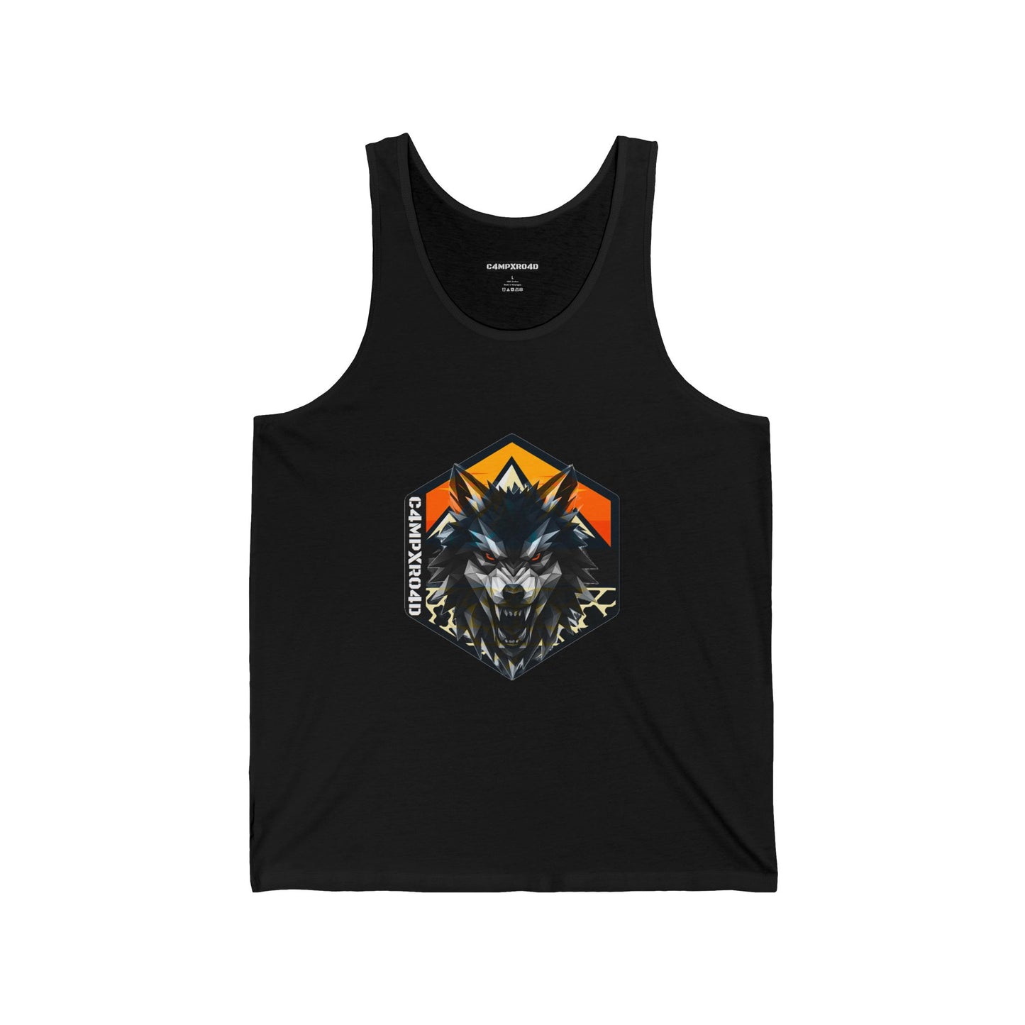 C4MPXRO4D Wolf Shield Camper Badge Tank Top | Gaming Techwear Hacker Style