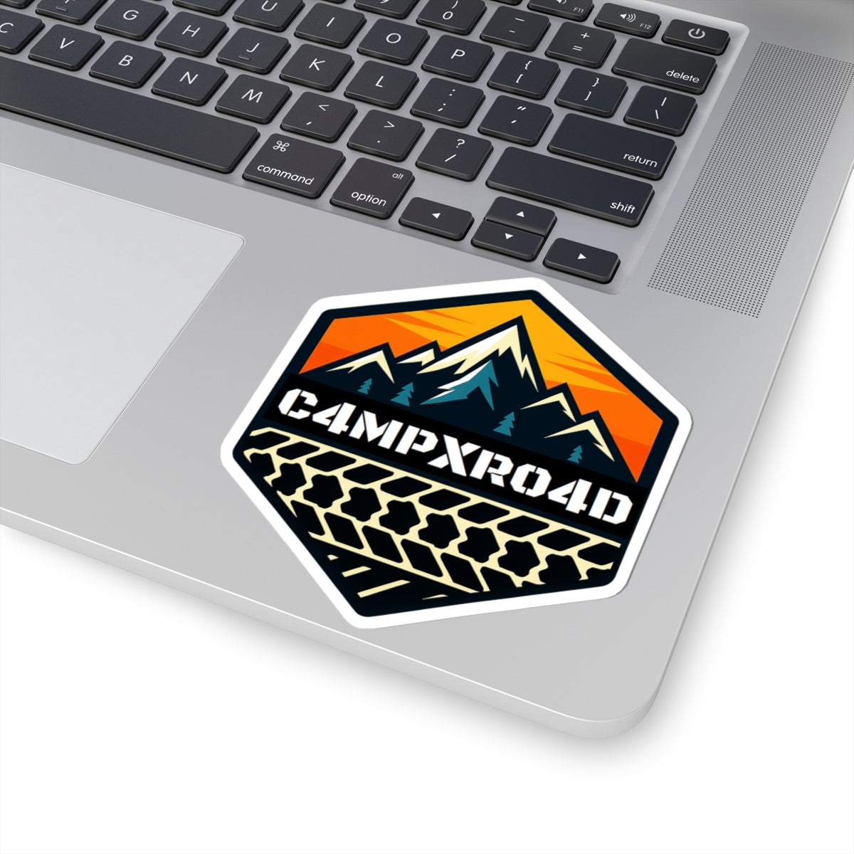 C4MPXRO4D Hexa Shield Camper Badge Sticker | Die-Cut Vinyl Laptop Decal