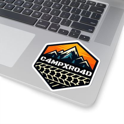 C4MPXRO4D Hexa Shield Camper Badge Sticker | Die-Cut Vinyl Laptop Decal