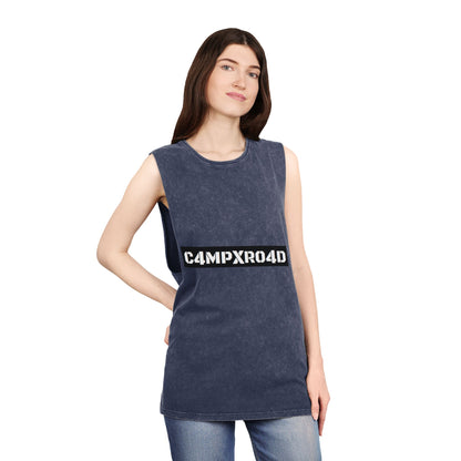C4MPXR04D Tank Top | stonewash black, retro stencil logo