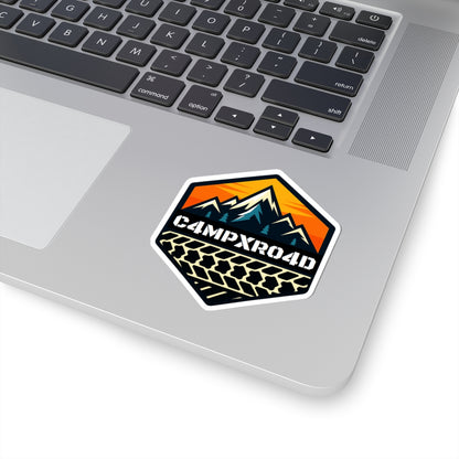 C4MPXRO4D Hexa Shield Camper Badge Sticker | Die-Cut Vinyl Laptop Decal