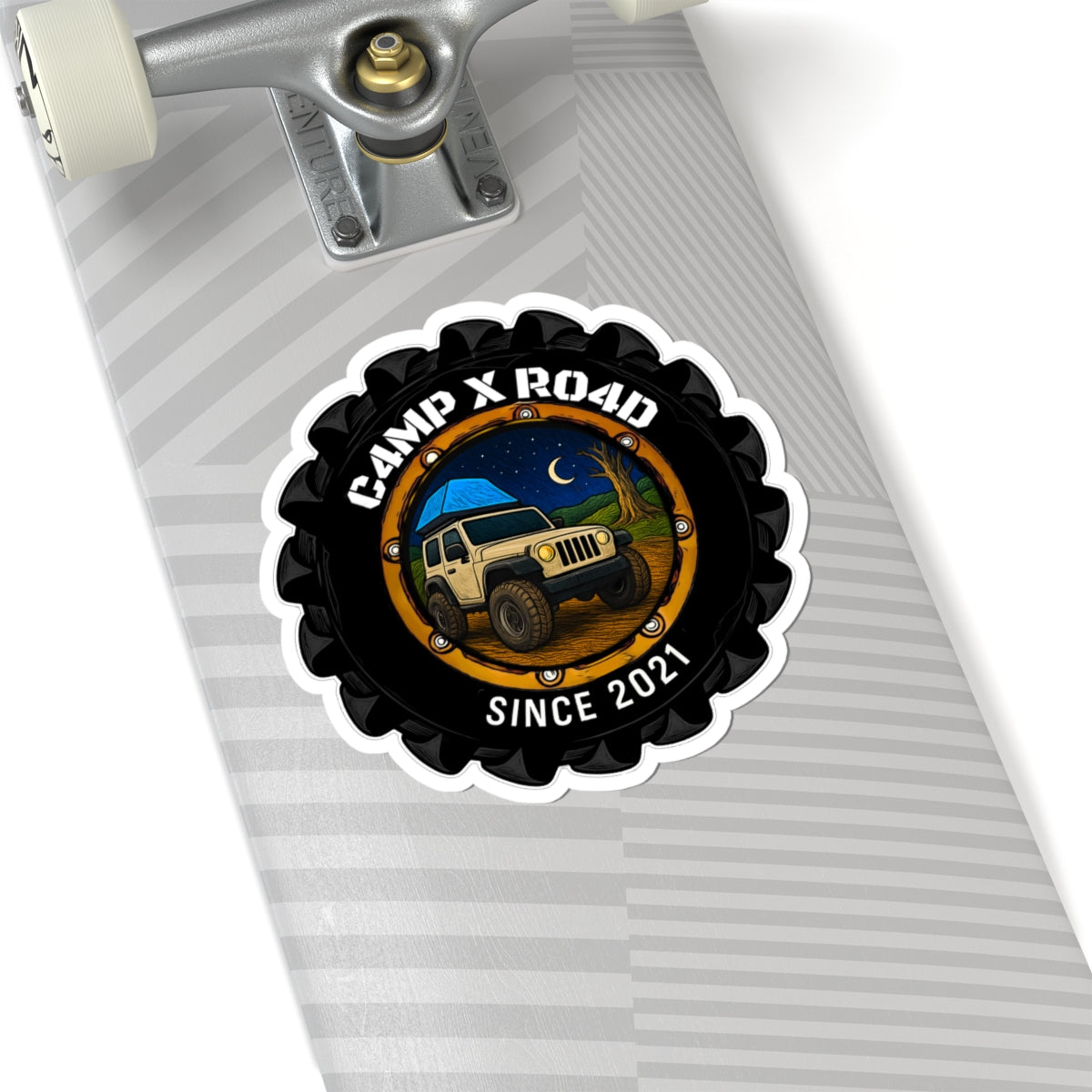 C4MPXRO4D Camper Badge Sticker | Die-Cut Vinyl Laptop Decal