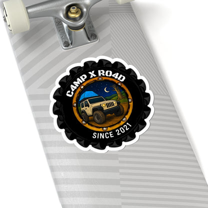 C4MPXRO4D Camper Badge Sticker | Die-Cut Vinyl Laptop Decal
