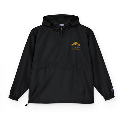C4MPXRO4D Hexa Shield Camper Badge Anorak Jacket | Black Packable Windbreaker