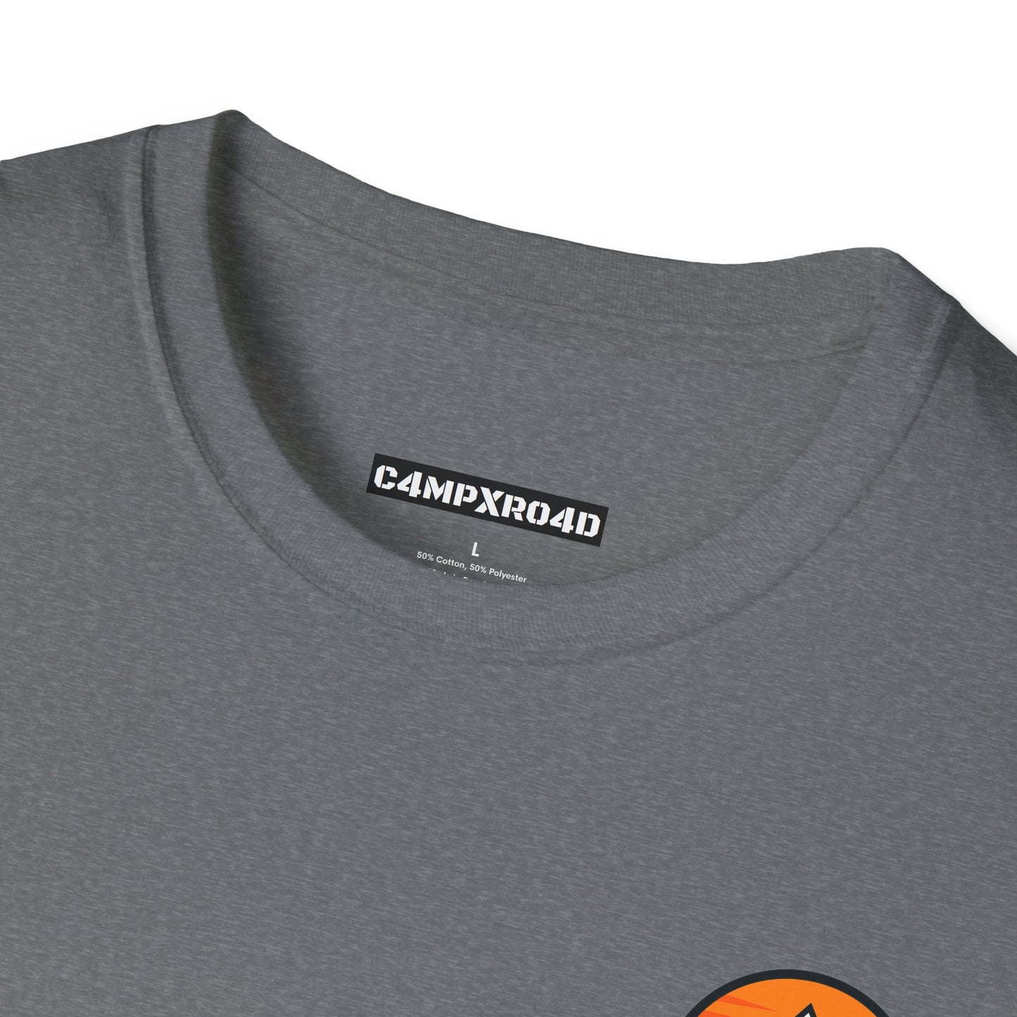 C4MPXRO4D Tiny Rounded Shield Camper Badge Soft Tee | Graphic T-Shirt