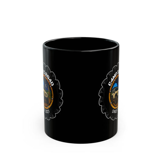 C4MPXRO4D Camper Badge Mug | Black Ceramic Coffee Mug