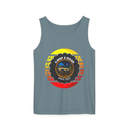 C4MPXRO4D Summer Camper Badge Tank Top | Graphic camping text tee