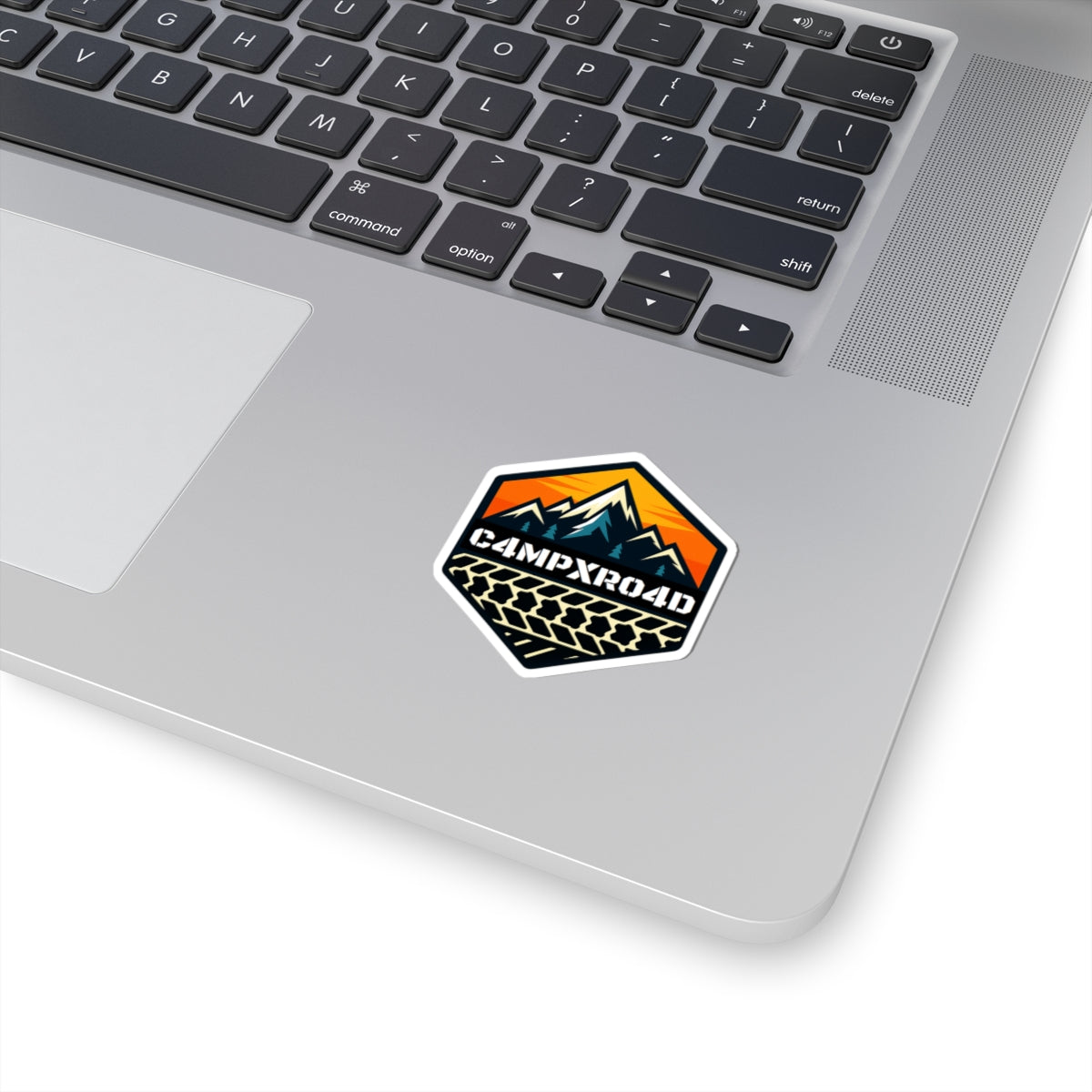 C4MPXRO4D Hexa Shield Camper Badge Sticker | Die-Cut Vinyl Laptop Decal