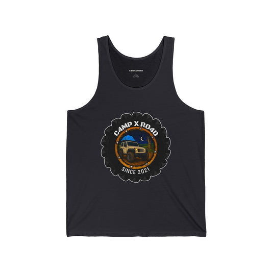 C4MPXRO4D Camper Badge Tank Top | Gaming Techwear Hacker Style