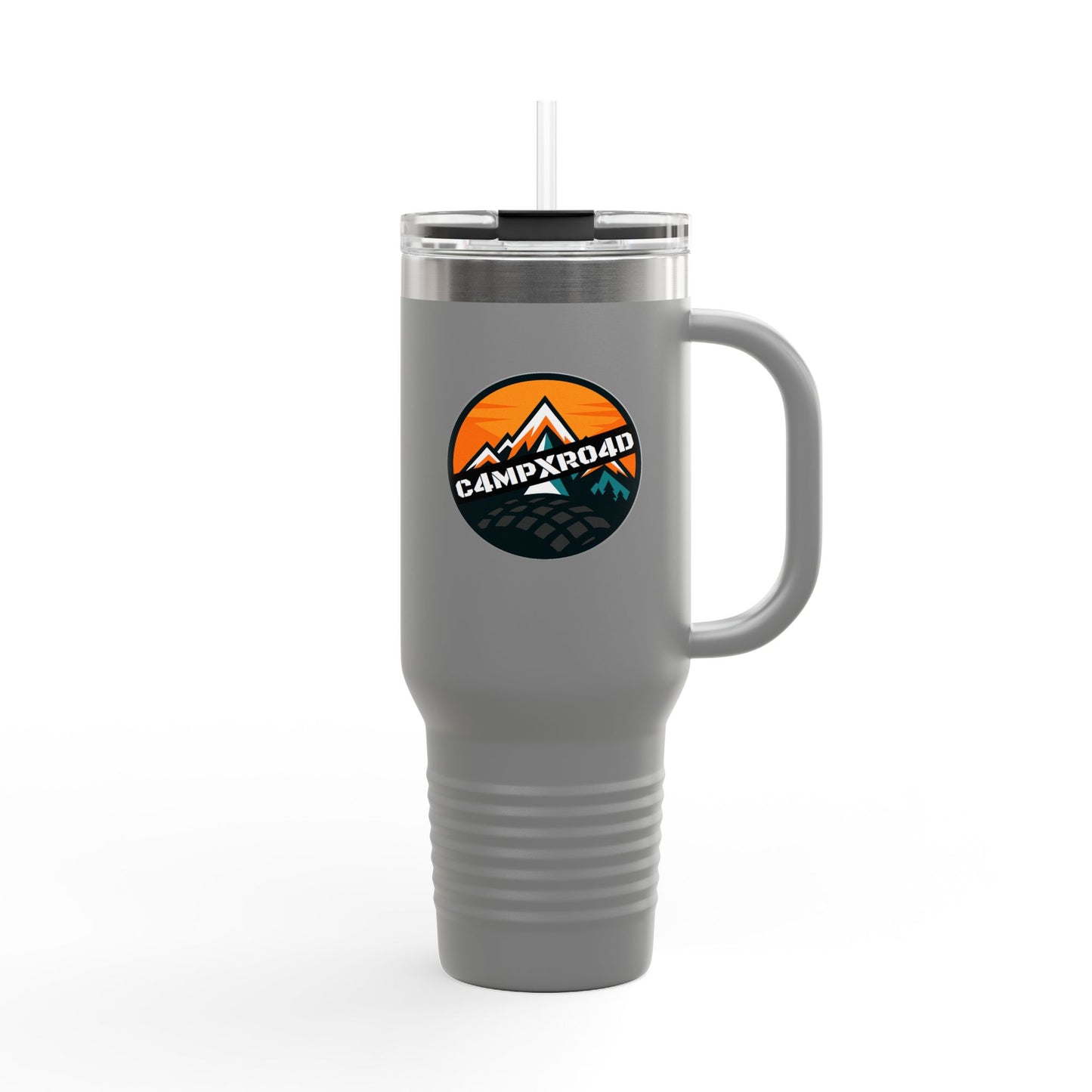 C4MPXRO4D Rounded Shield Camper Badge 40oz Travel Mug | Insulated Tumbler with Straw