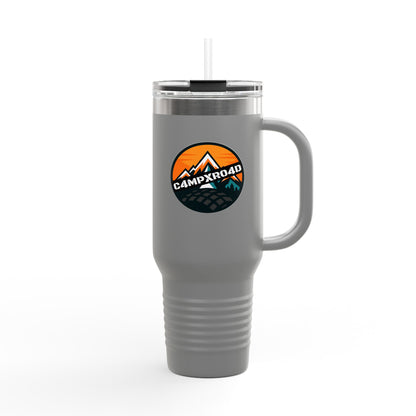 C4MPXRO4D Rounded Shield Camper Badge 40oz Travel Mug | Insulated Tumbler with Straw