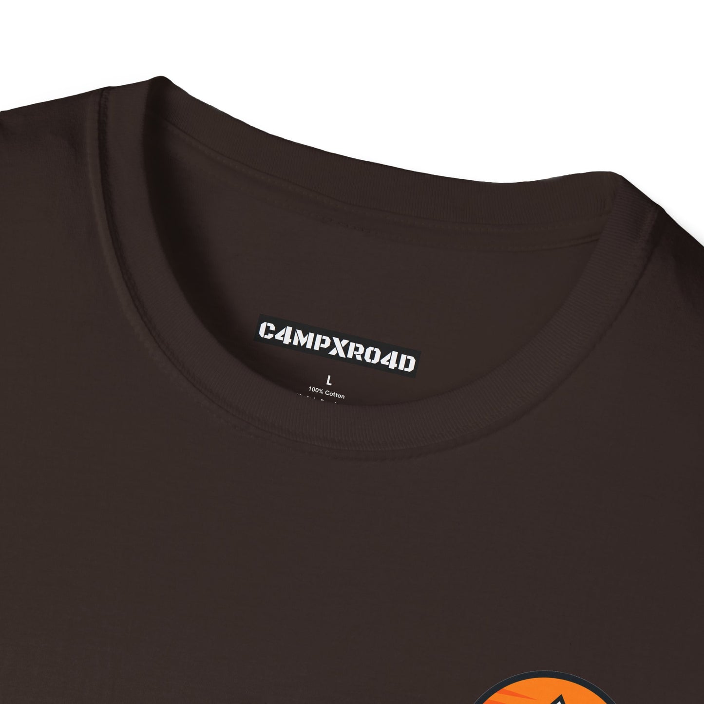 C4MPXRO4D Tiny Rounded Shield Camper Badge Soft Tee | Graphic T-Shirt