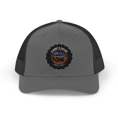 C4MPXRO4D Camper Badge Cap | Trucker Snapback Mesh Hat
