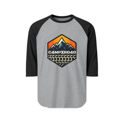 C4MPXRO4D Hexa Shield Camper Badge Raglan Shirt | Gaming Code Baseball Tee