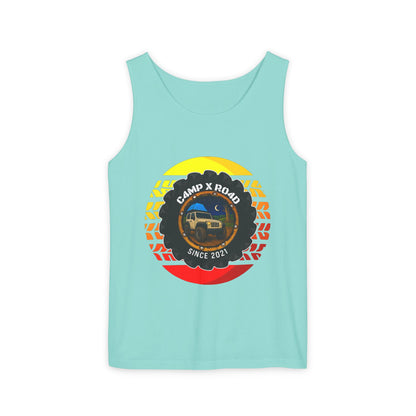 C4MPXRO4D Summer Camper Badge Tank Top | Graphic camping text tee