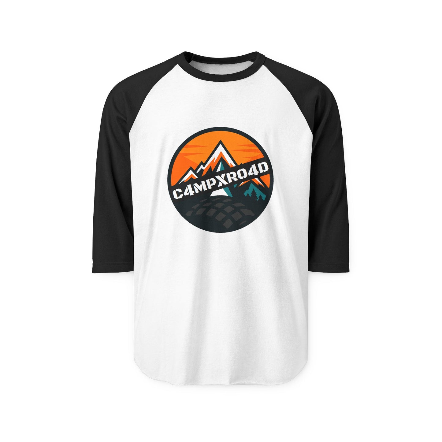 C4MPXRO4D Rounded Shield Camper Badge Raglan Shirt | Gaming Code Baseball Tee