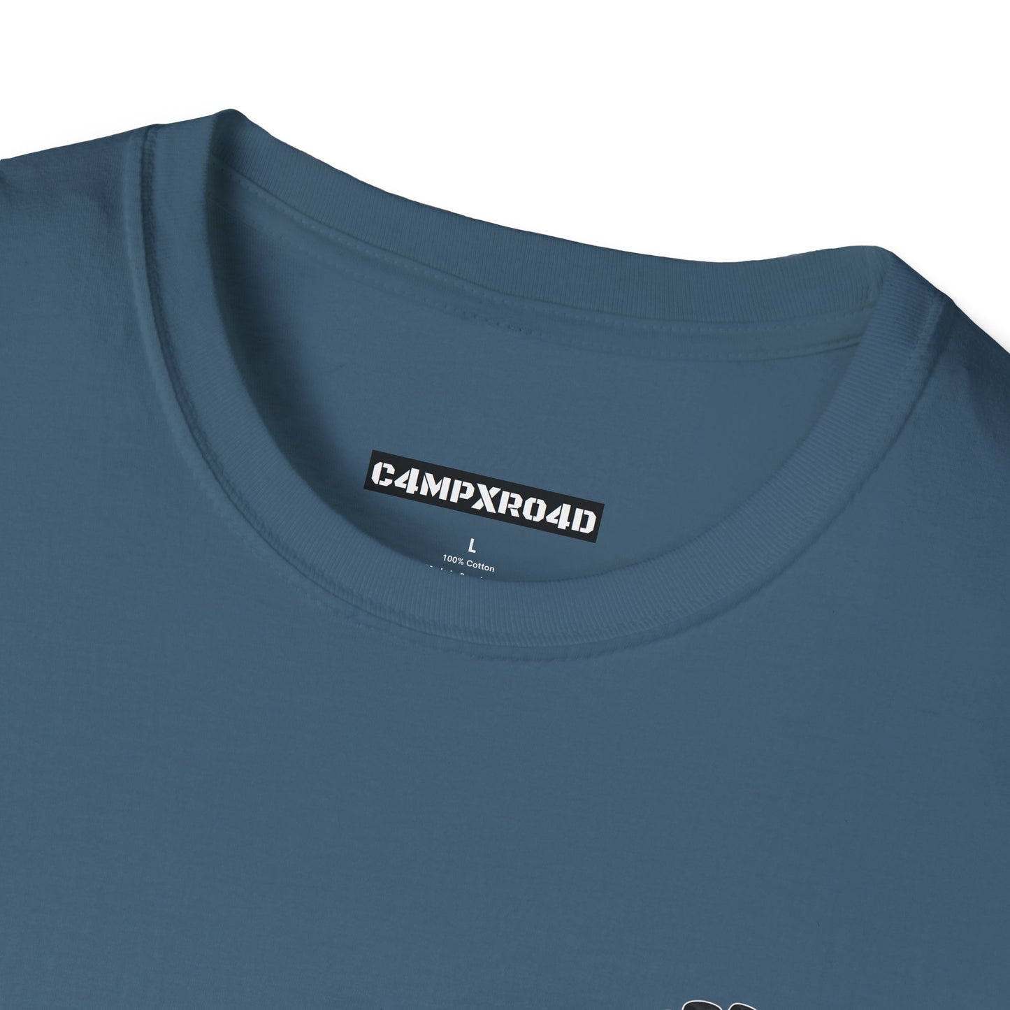 C4MPXRO4D Tiny Camper Badge Soft Tee | Graphic T-Shirt