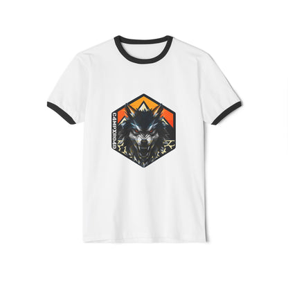 C4MPXRO4D Wolf Shield Camper Badge T-Shirt | ringer style