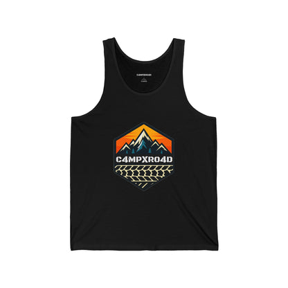 C4MPXRO4D Hexa Shield Camper Badge Tank Top | Gaming Techwear Hacker Style