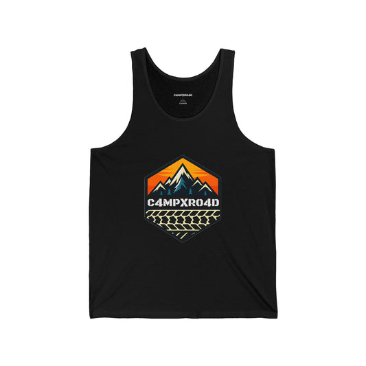 C4MPXRO4D Hexa Shield Camper Badge Tank Top | Gaming Techwear Hacker Style