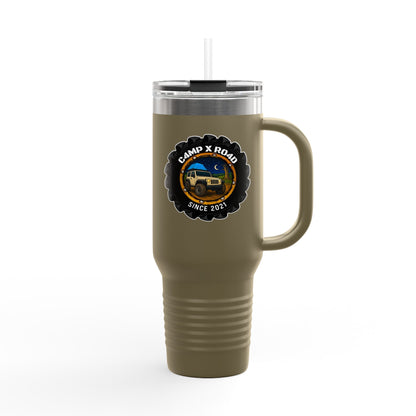 C4MPXRO4D Camper Badge 40oz Travel Mug | Insulated Tumbler with Straw