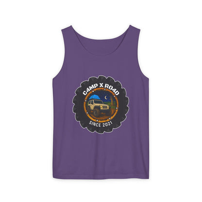 C4MPXRO4D Camper Badge Tank Top | Graphic camping text tee