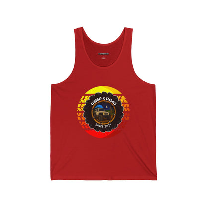 C4MPXRO4D Summer Camper Badge Tank Top | Gaming Techwear Hacker Style