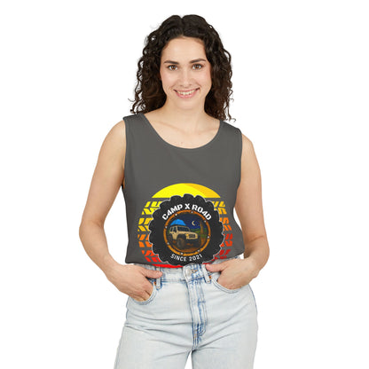 C4MPXRO4D Summer Camper Badge Tank Top | Graphic camping text tee