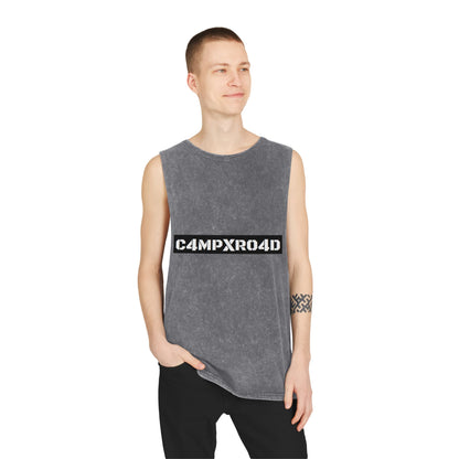 C4MPXR04D Tank Top | stonewash black, retro stencil logo