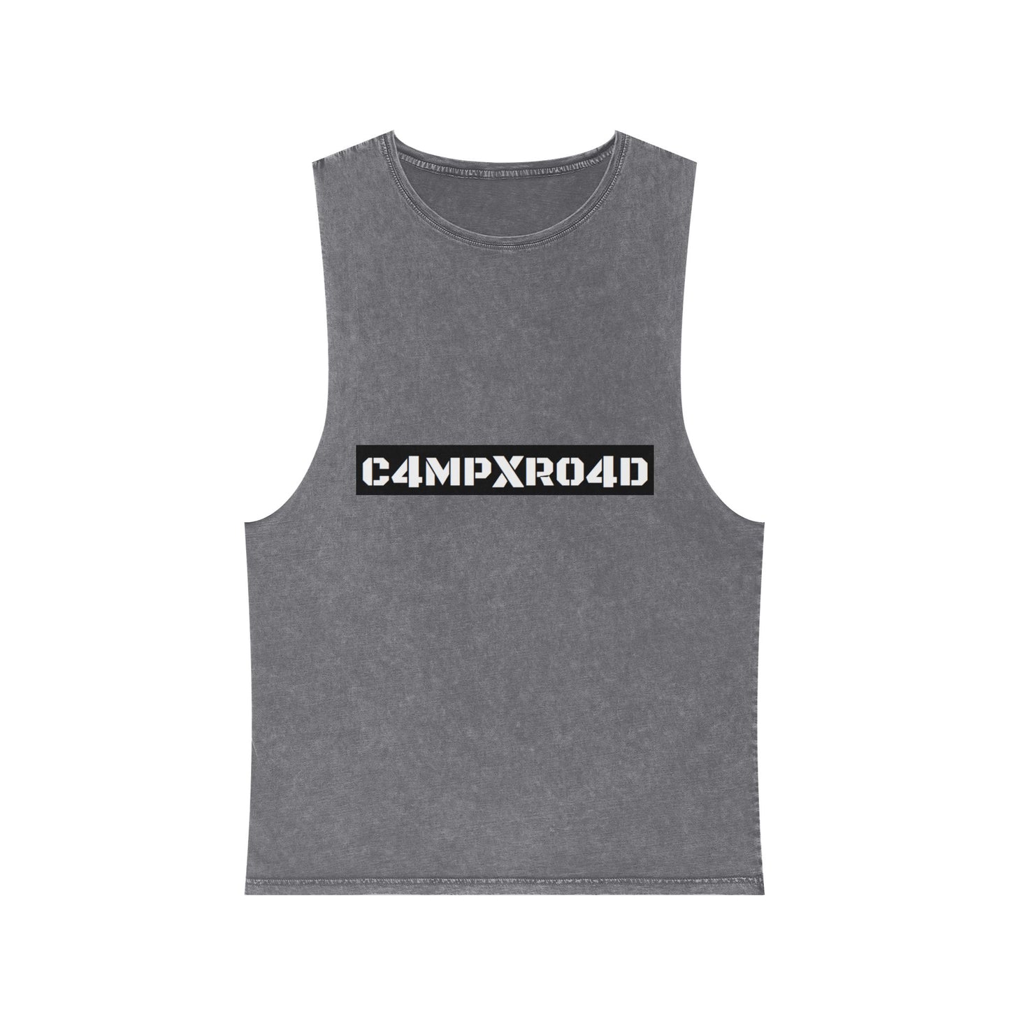 C4MPXR04D Tank Top | stonewash black, retro stencil logo