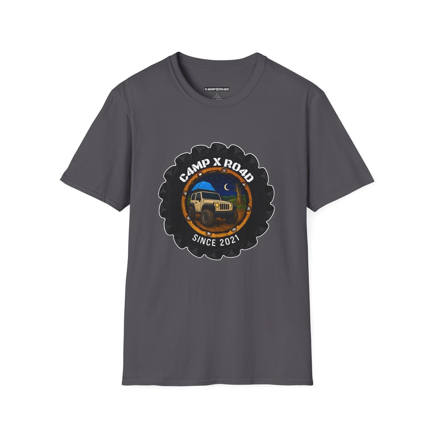 C4MPXRO4D Camper Badge Soft Tee | Graphic T-Shirt