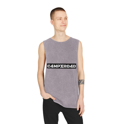 C4MPXR04D Tank Top | stonewash black, retro stencil logo