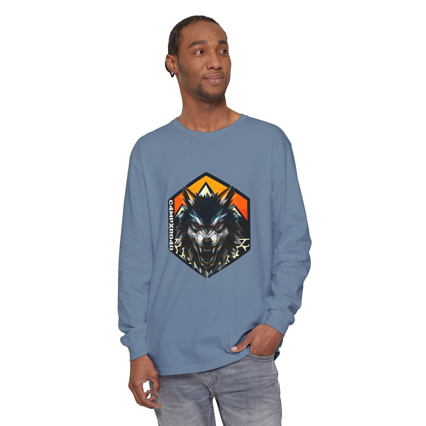 C4MPXRO4D Wolf Shield Camper Badge T-Shirt | Long Sleeve