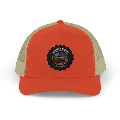 C4MPXRO4D Camper Badge Cap | Trucker Snapback Mesh Hat