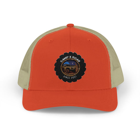 C4MPXRO4D Camper Badge Cap | Trucker Snapback Mesh Hat