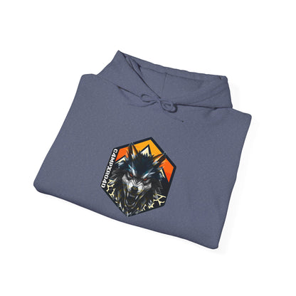 C4MPXRO4D Wolf Shield Camper Badge Hoodie | Black streetwear graphic sweatshirt
