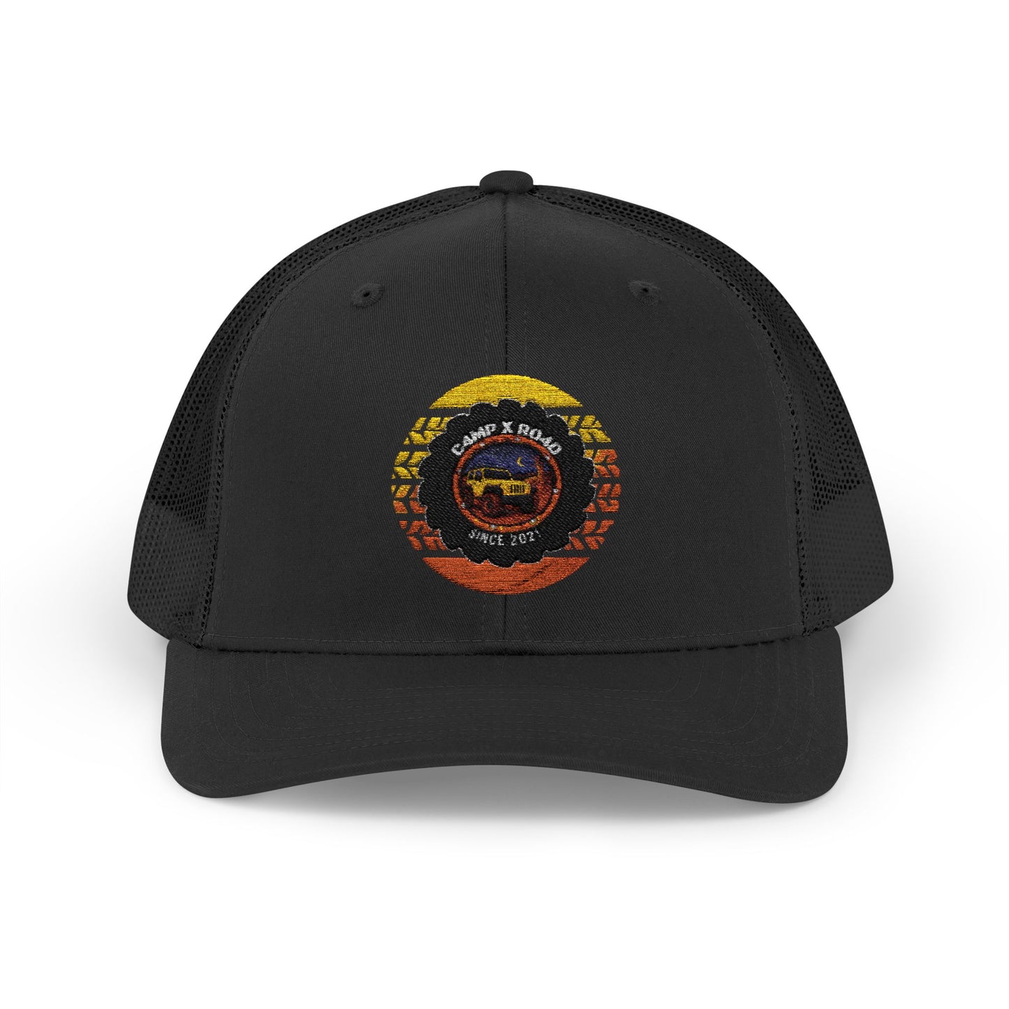 C4MPXRO4D Summer Camper Badge Cap | Trucker Snapback Mesh Hat