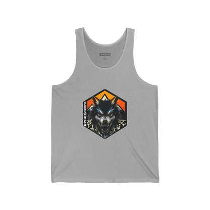 C4MPXRO4D Wolf Shield Camper Badge Tank Top | Gaming Techwear Hacker Style