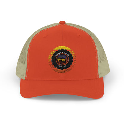 C4MPXRO4D Summer Camper Badge Cap | Trucker Snapback Mesh Hat