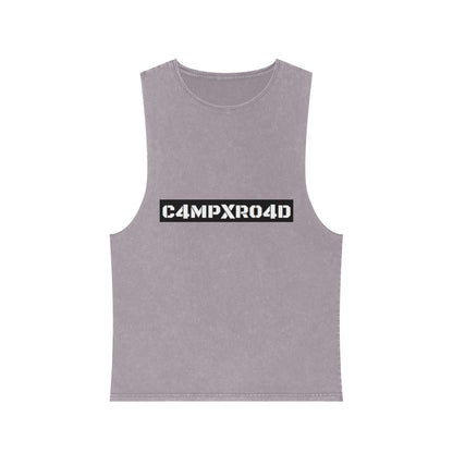 C4MPXR04D Tank Top | stonewash black, retro stencil logo